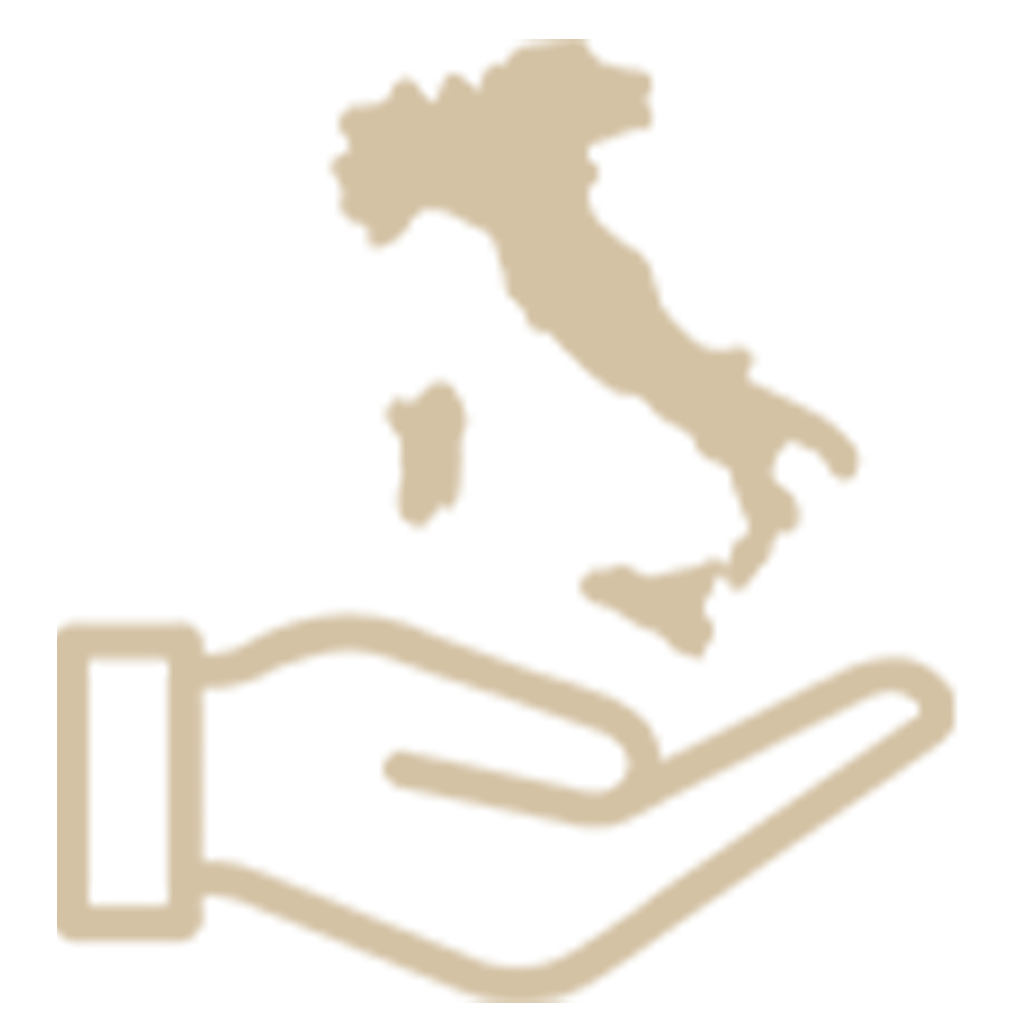 Qualitätssiegel „Made in Italy“ als Icon in beige – Symbol für italienische Handwerkskunst und Design.